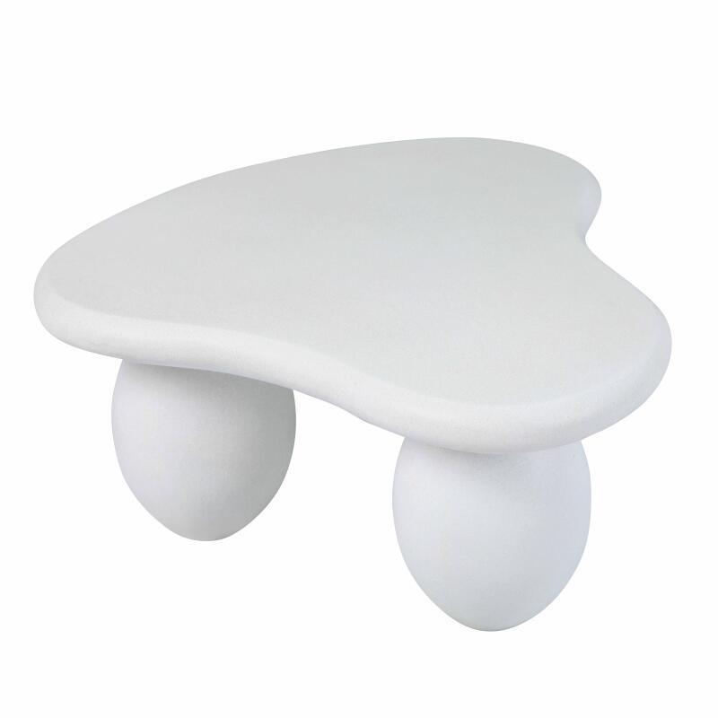 Mesa de centro de diseño efecto hormigón liso forma orgánica 80x80 cm (4/7)