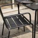 Mesa de jardín bistro cuadrada de metal 70x70 cm y 2 sillas con reposabrazos