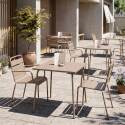 Mesa de jardín bistro cuadrada de metal 70x70 cm y 2 sillas con reposabrazos