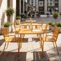 Mesa de jardín bistro cuadrada de metal 70x70 cm y 2 sillas con reposabrazos
