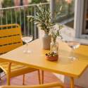 Mesa de jardín bistro cuadrada de metal 70x70 cm y 2 sillas