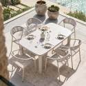 Mesa de jardín estructura de aluminio, 6 personas 150x90 cm y 6 sillas de textilene