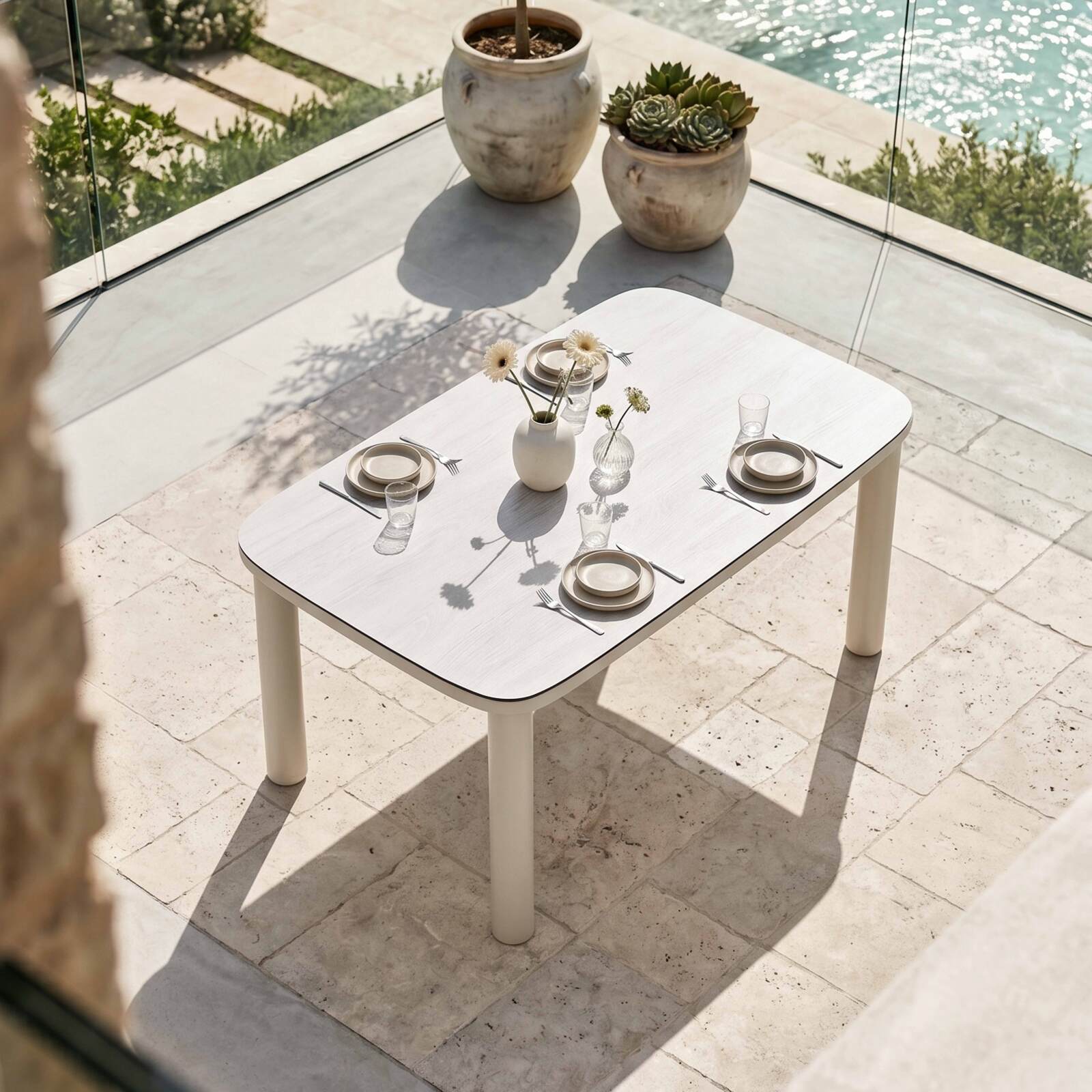 Mesa de jardín estructura de aluminio, 6 personas 150x90 cm y 6 sillas de textilene