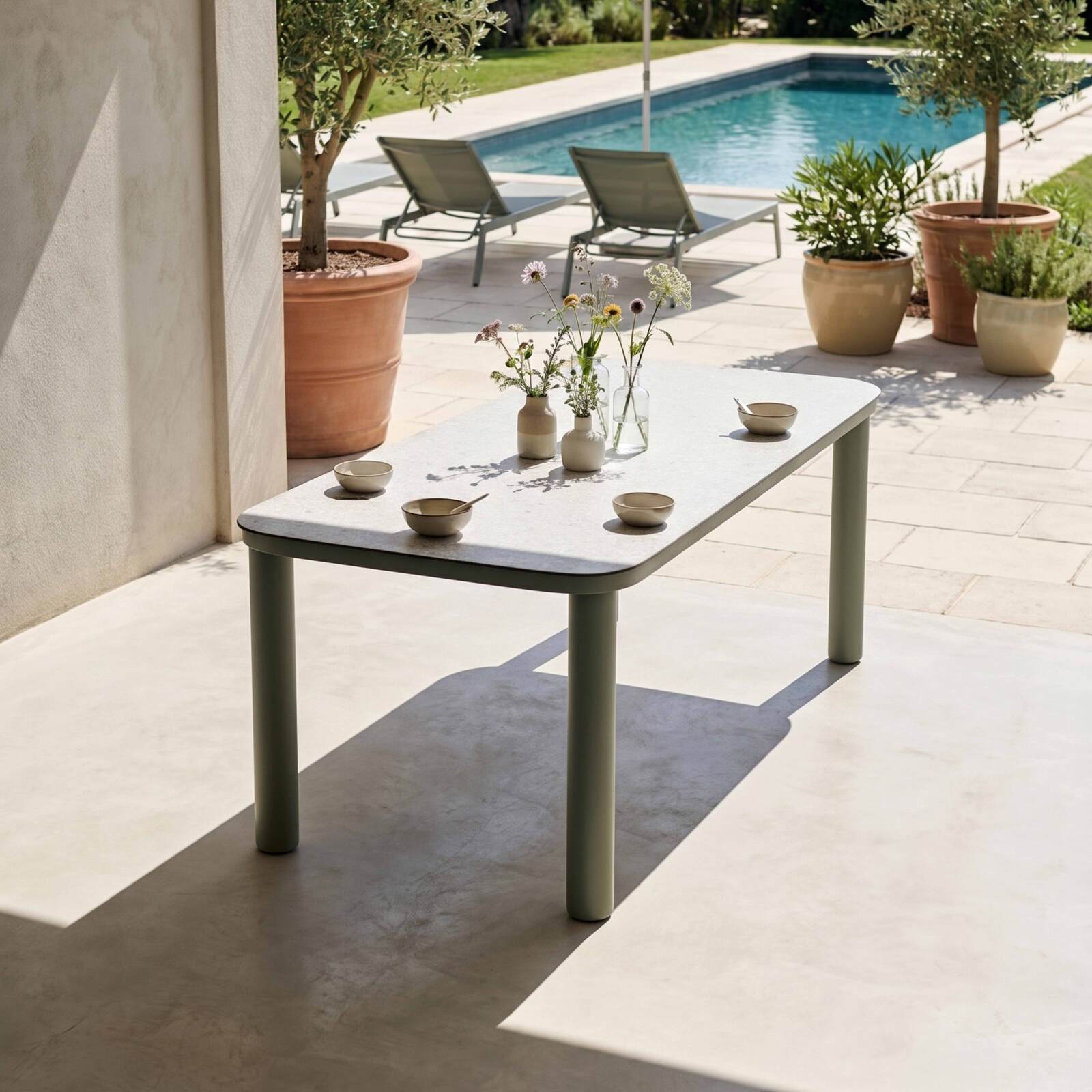 Mesa de jardín estructura de aluminio, 8 personas 213x90 cm y 8 sillas de textilene