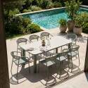 Mesa de jardín estructura de aluminio, 8 personas 213x90 cm y 8 sillas de textilene