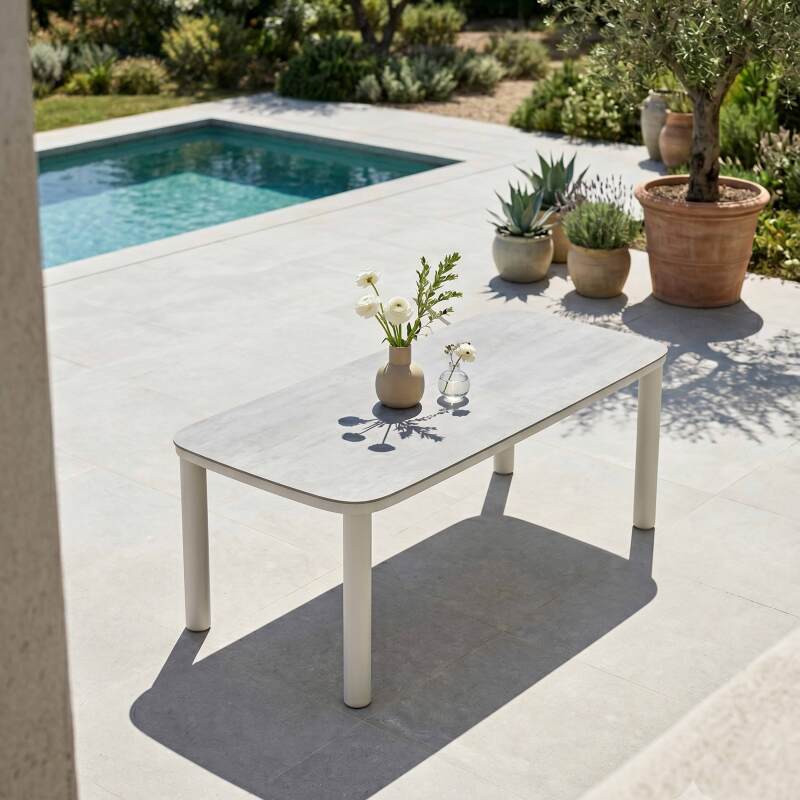 Mesa de jardín estructura de aluminio, 8 personas 213x90 cm