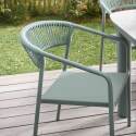 Silla de jardín de aluminio y ratán sintético con reposabrazos