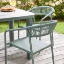 Silla de jardín de aluminio y ratán sintético con reposabrazos