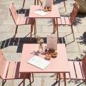 Mesa de jardín bistro cuadrada de metal 70x70 cm y 2 sillas