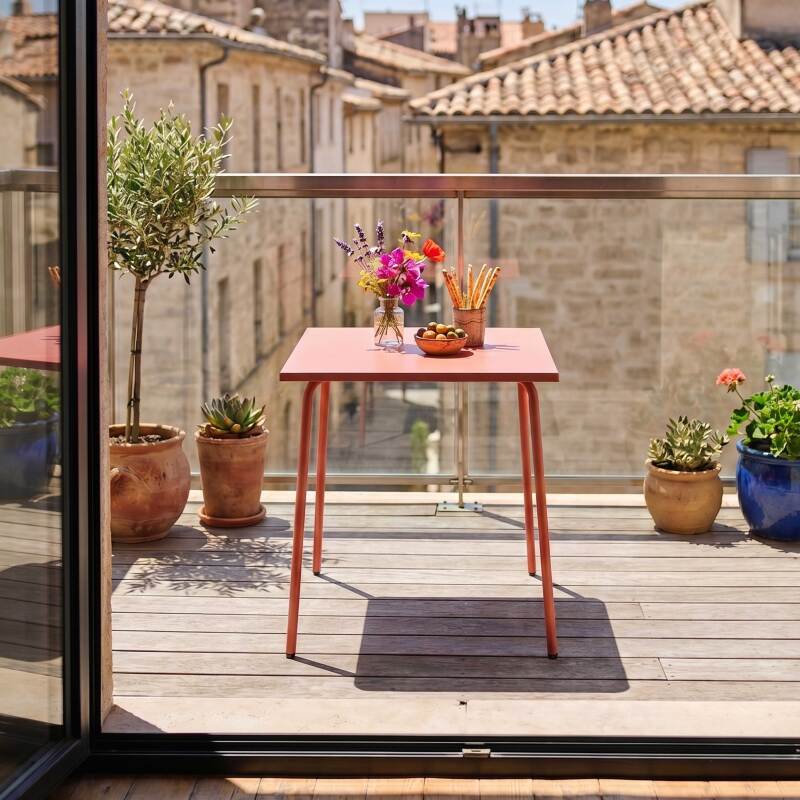 Mesa de jardín cuadrada de metal 2 a 4 personas 70x70 cm