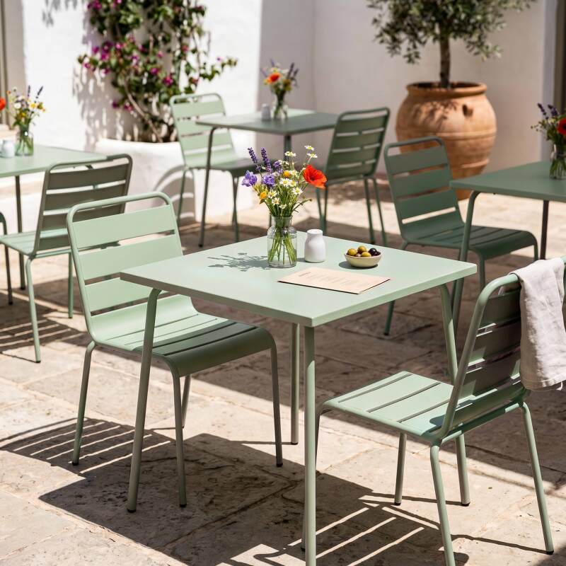 Mesa de jardín cuadrada de metal 2 a 4 personas 70x70 cm (5/6)