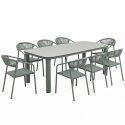 Mesa de jardín estructura de aluminio, 8 personas 213x90 cm y 8 sillas de textilene