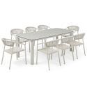 Mesa de jardín estructura de aluminio, 8 personas 213x90 cm y 8 sillas de textilene
