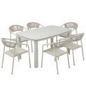 Mesa de jardín estructura de aluminio, 6 personas 150x90 cm y 6 sillas de textilene