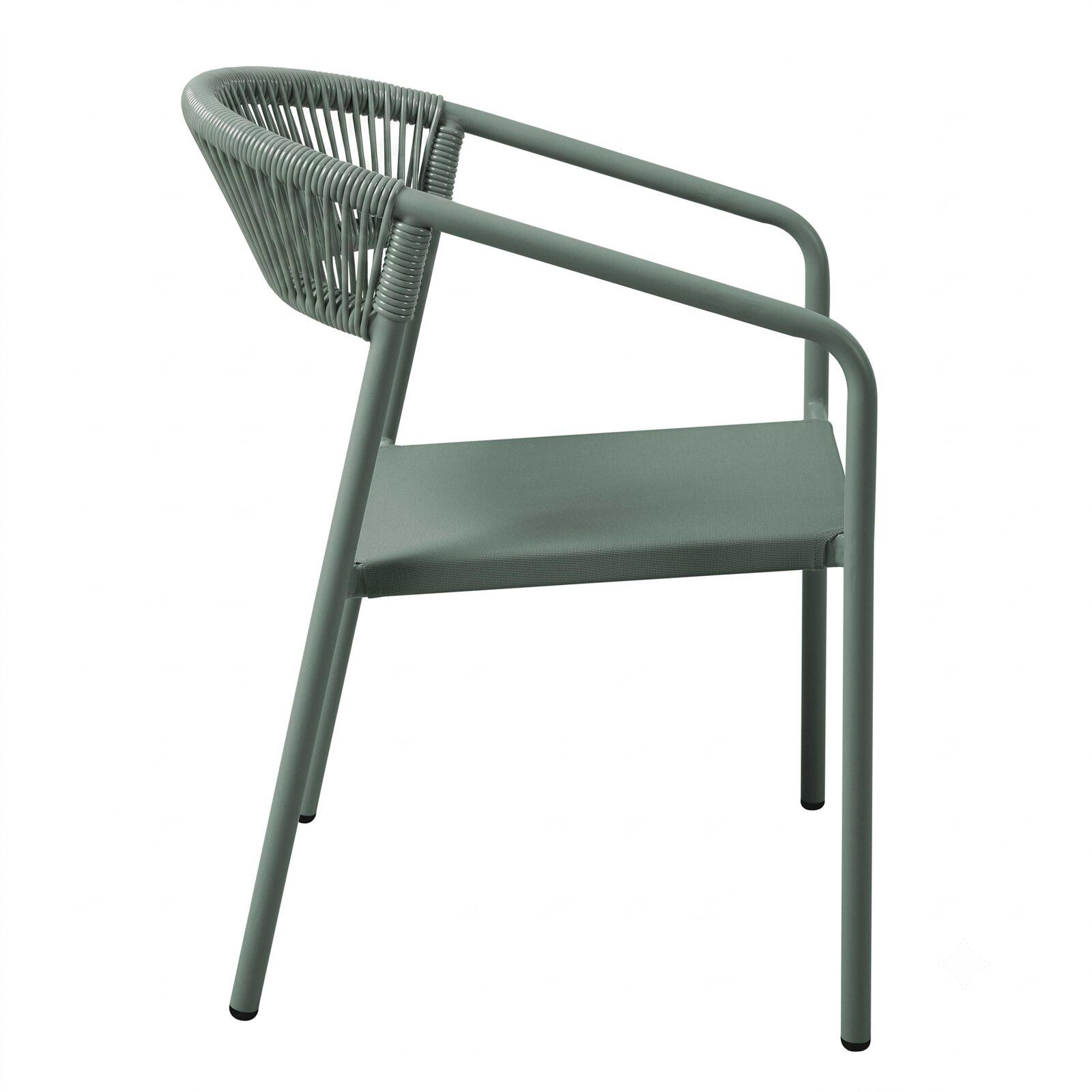 Silla de jardín de aluminio y ratán sintético con reposabrazos