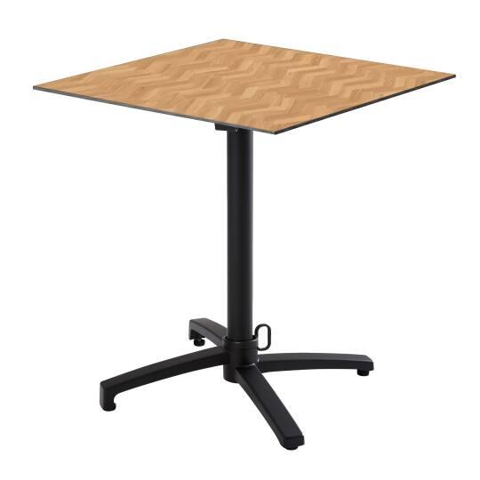 Mesa de jardín bistró cuadrada reclinable de aluminio negro 4 personas 60x60 cm | Oviala