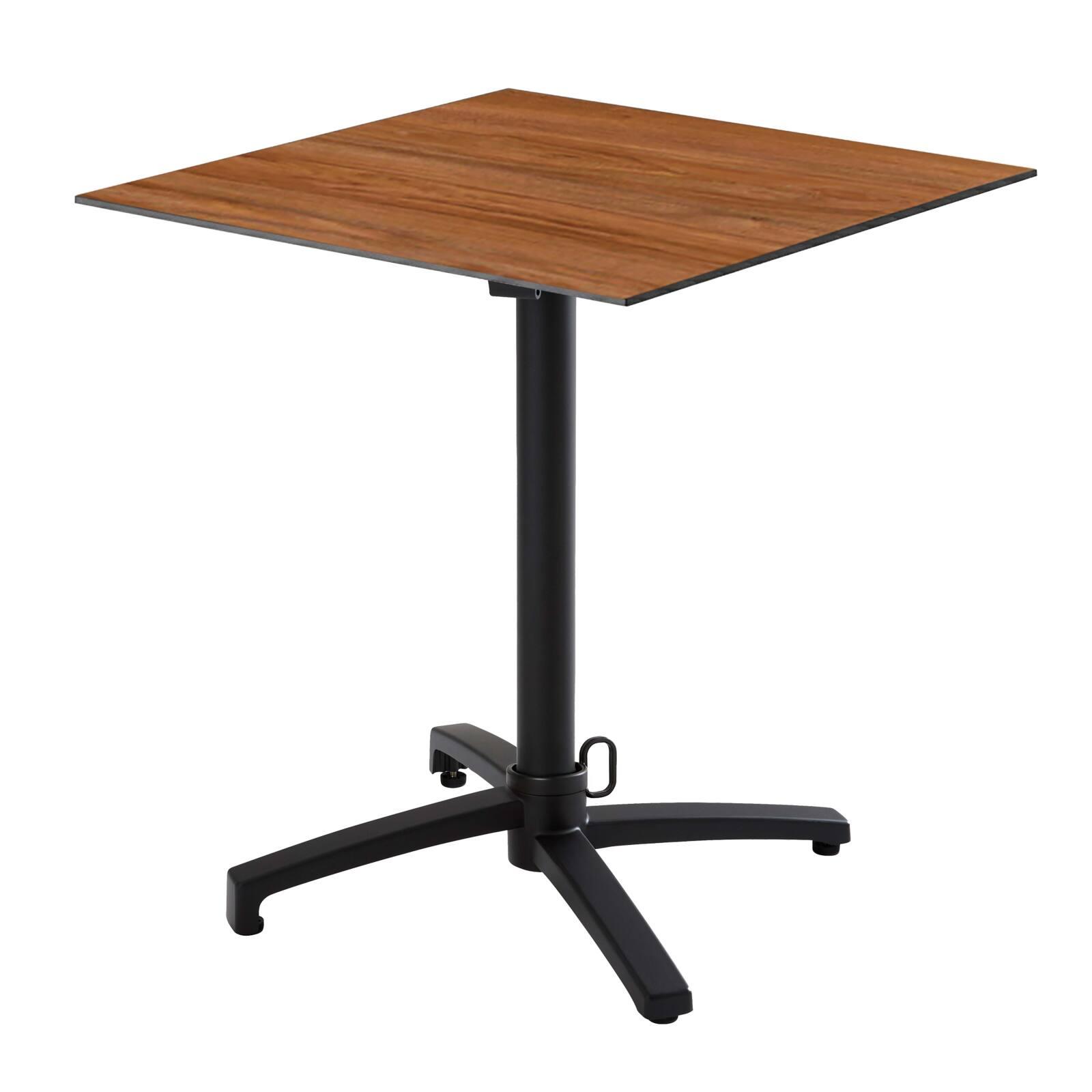 Mesa de jardín bistró cuadrada reclinable de aluminio negro 4 personas 60x60 cm