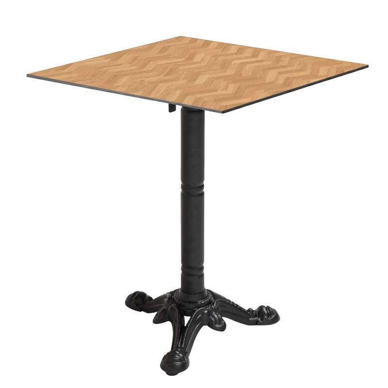 Mesa de jardín bistró cuadrada reclinable de metal y aluminio negro 4 personas 60x60 cm