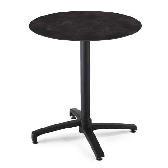 Mesa de jardín bistró redonda reclinable de aluminio negro y HPL 4 personas Ø70 cm | Oviala