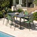 Mesa de jardín de metal 180x90 cm y 8 sillas desparejadas