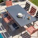 Mesa de jardín de metal de 180x90 cm y 8 sillas desparejadas con reposabrazos