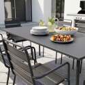 Mesa de jardín de metal 180x90 cm y 8 sillas con reposabrazos