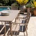 Mesa de jardín de metal 180x90 cm y 8 sillas con reposabrazos