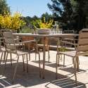 Mesa de jardín de metal 180x90 cm y 8 sillas con reposabrazos