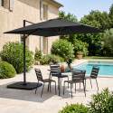 Parasol excéntrico 4x3 m rectangular inclinable giratorio 360° y 4 losas de lastre rellenables