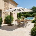 Parasol excéntrico 4x3 m rectangular inclinable giratorio 360° y 4 losas de lastre rellenables