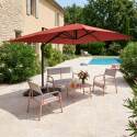 Parasol excéntrico 4x3 m rectangular inclinable giratorio 360° y 4 losas de lastre rellenables