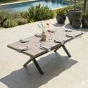 Mesa de jardín extensible de aluminio y cerámica efecto madera 8 a 12 personas 200/260x100 cm 