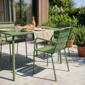 Mesa de jardín de metal 120x70 cm y 4 sillas con reposabrazos