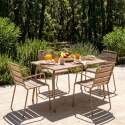 Mesa de jardín de metal 120x70 cm y 4 sillas con reposabrazos
