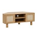Mueble TV efecto madera 120 cm de ratán sintético estilo escandinavo