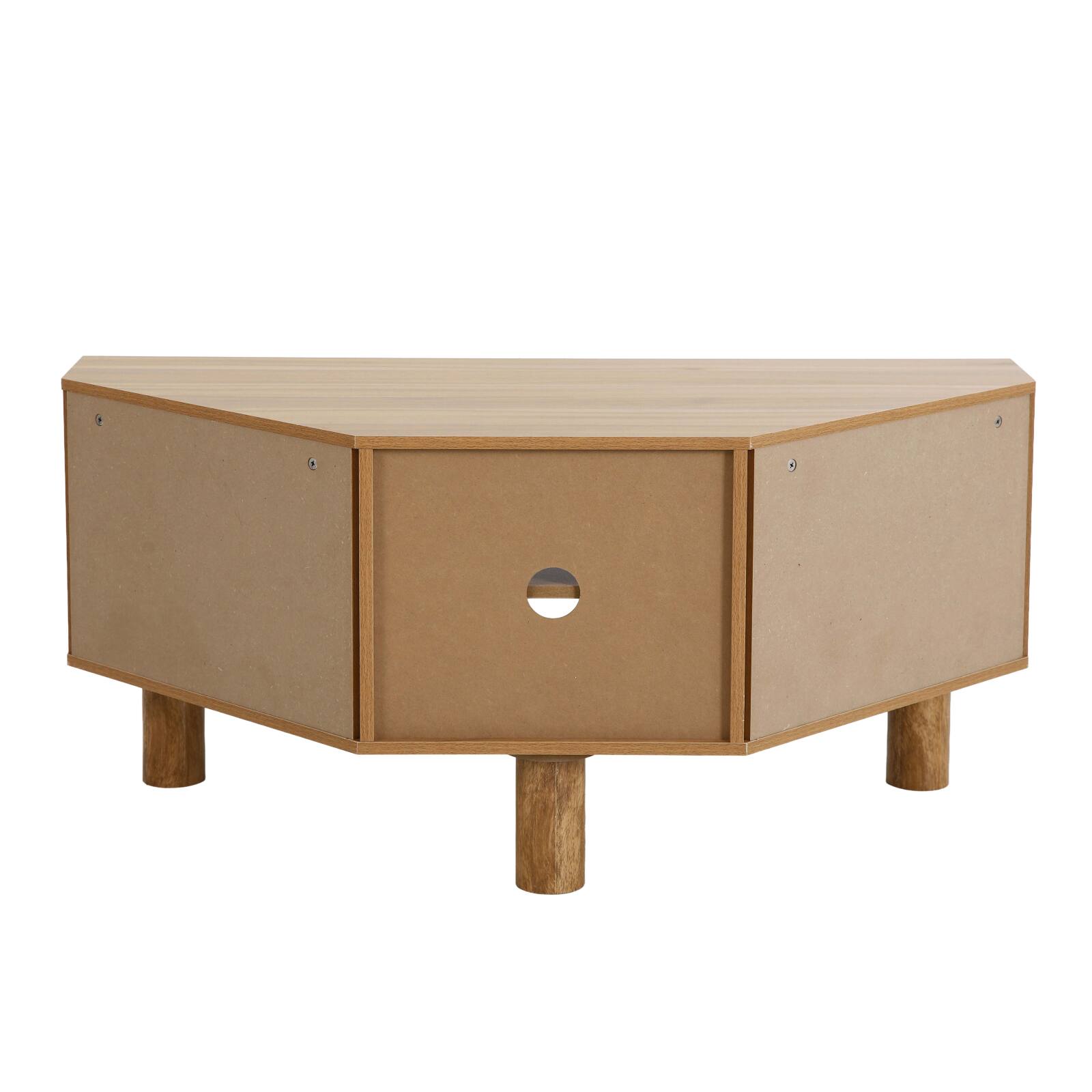Mueble TV efecto madera 120 cm de ratán sintético estilo escandinavo