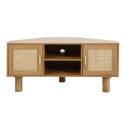 Mueble TV efecto madera 120 cm de ratán sintético estilo escandinavo
