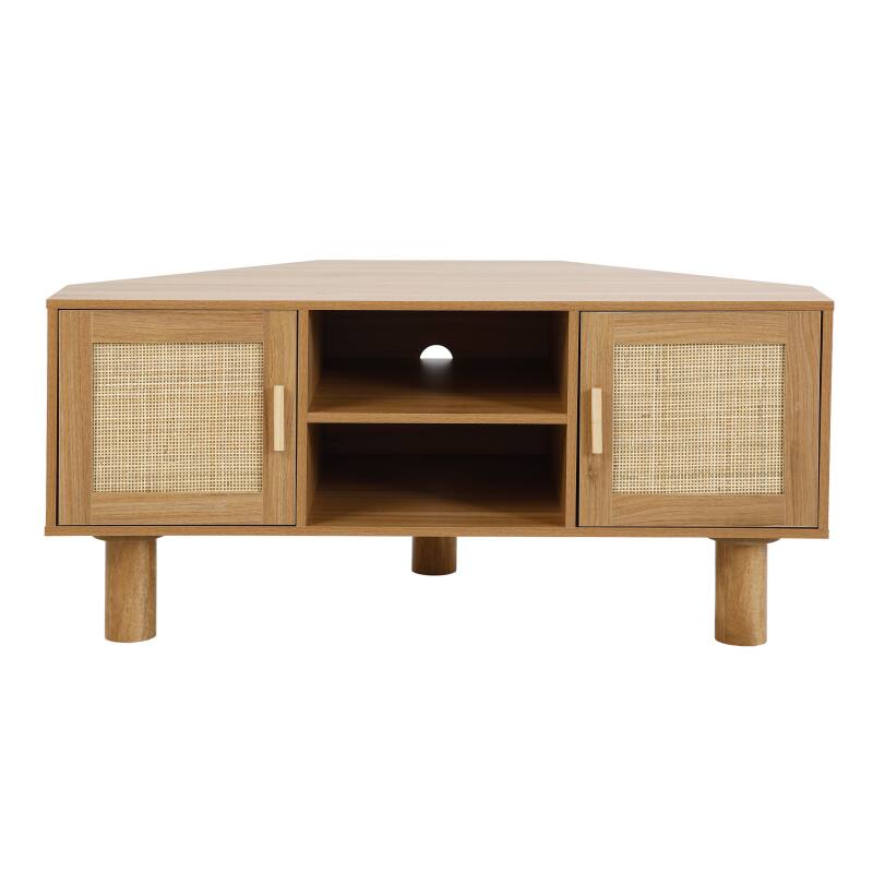 Mueble TV efecto madera 120 cm de ratán sintético estilo escandinavo (5/9)