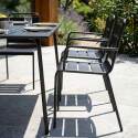 Mesa de jardín cuadrada de metal 120x120 cm y 8 sillas con reposabrazos