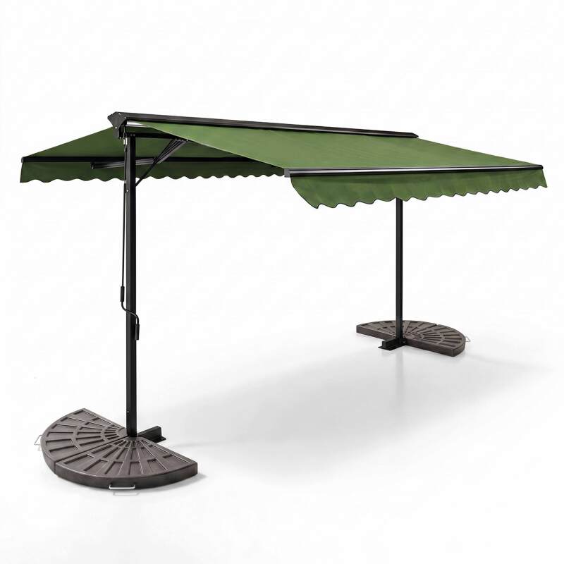 Toldo a dos aguas (3 x 4m) y 4 losetas de contrapeso