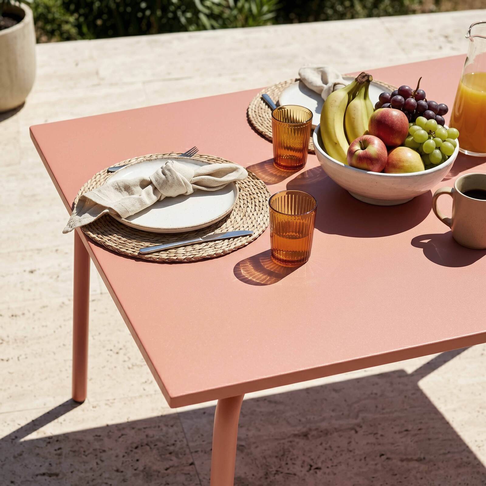 Mesa de jardín de metal termolacado 6 personas 120x70 cm