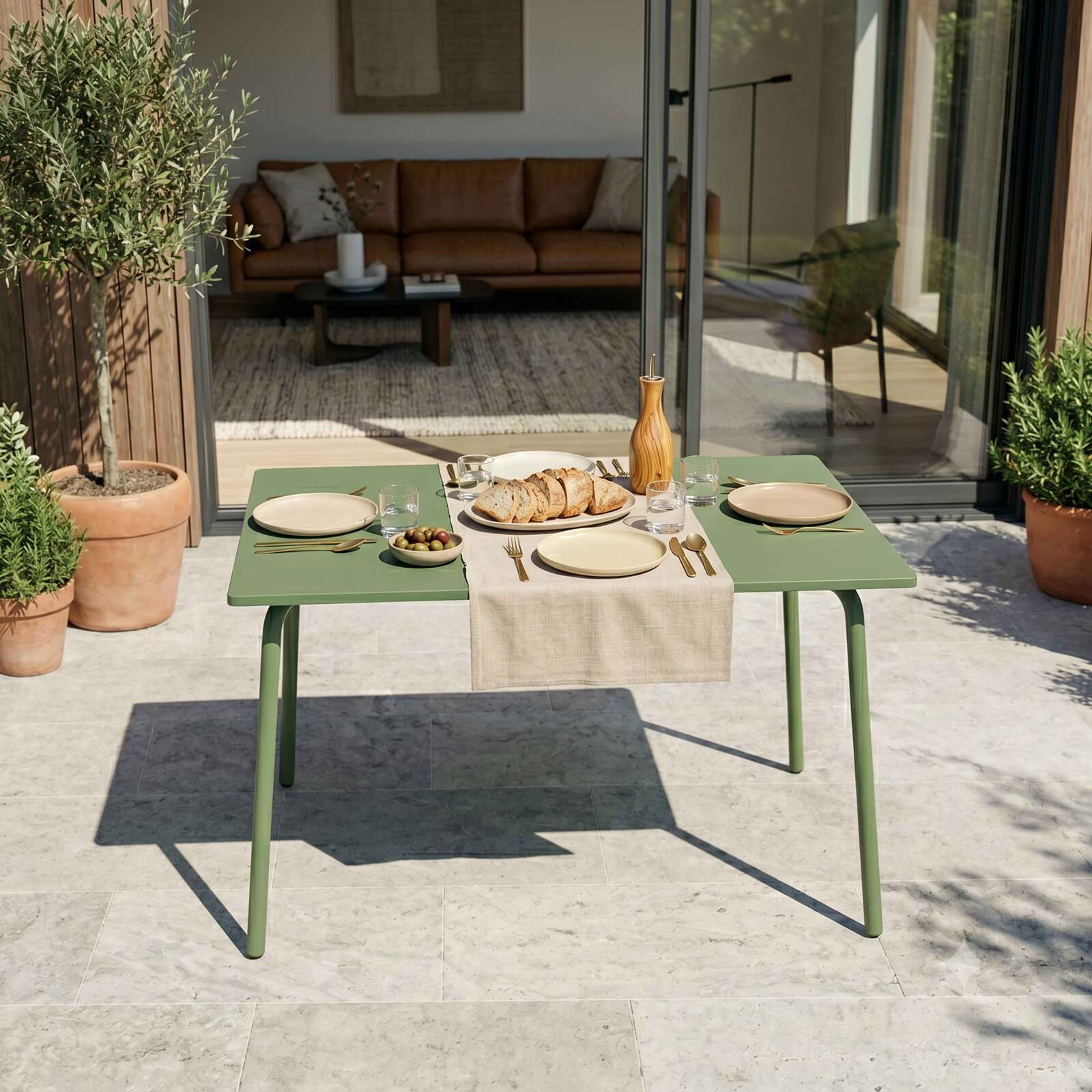 Mesa de jardín de metal termolacado 6 personas 120x70 cm