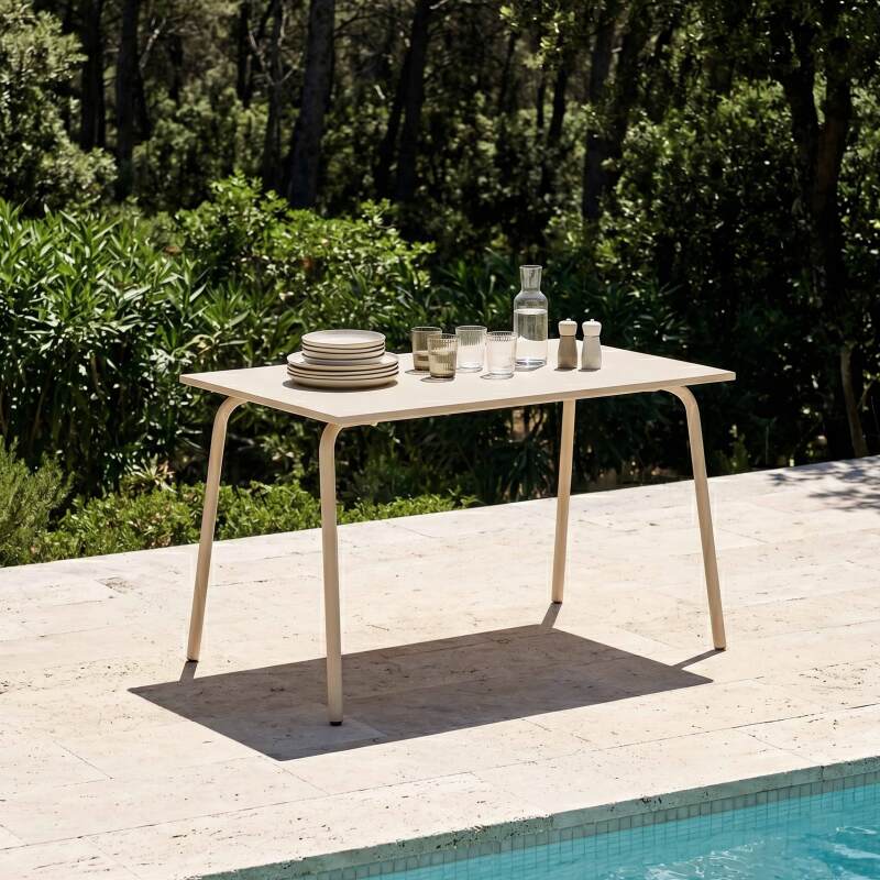 Mesa de jardín de metal termolacado 6 personas 120x70 cm