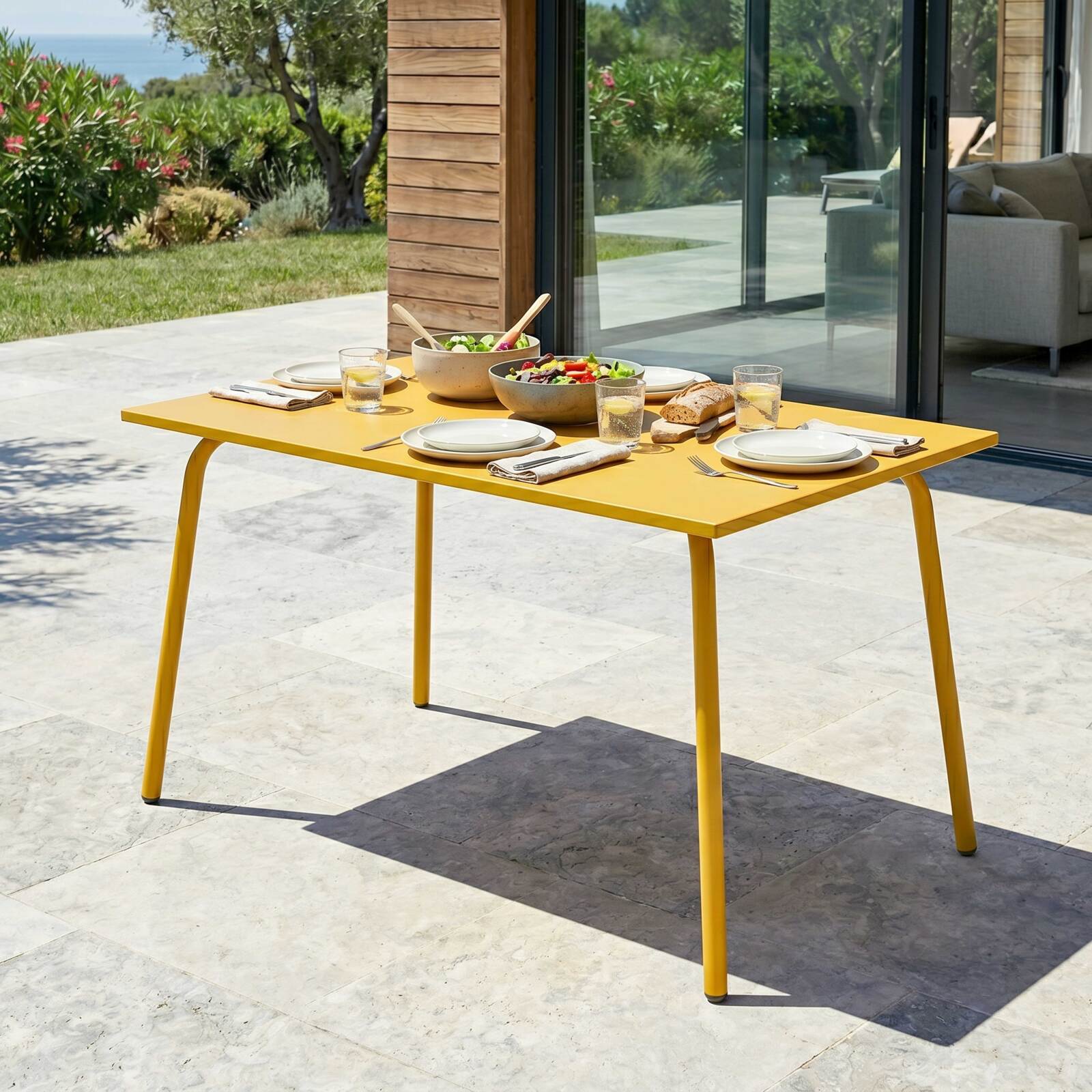 Mesa de jardín de metal termolacado 6 personas 120x70 cm