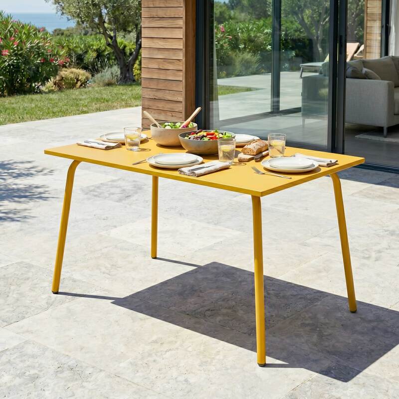 Mesa de jardín de metal termolacado 6 personas 120x70 cm