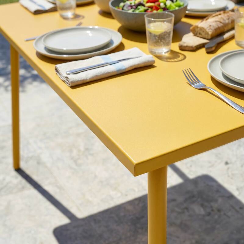 Mesa de jardín de metal termolacado 6 personas 120x70 cm (3/7)