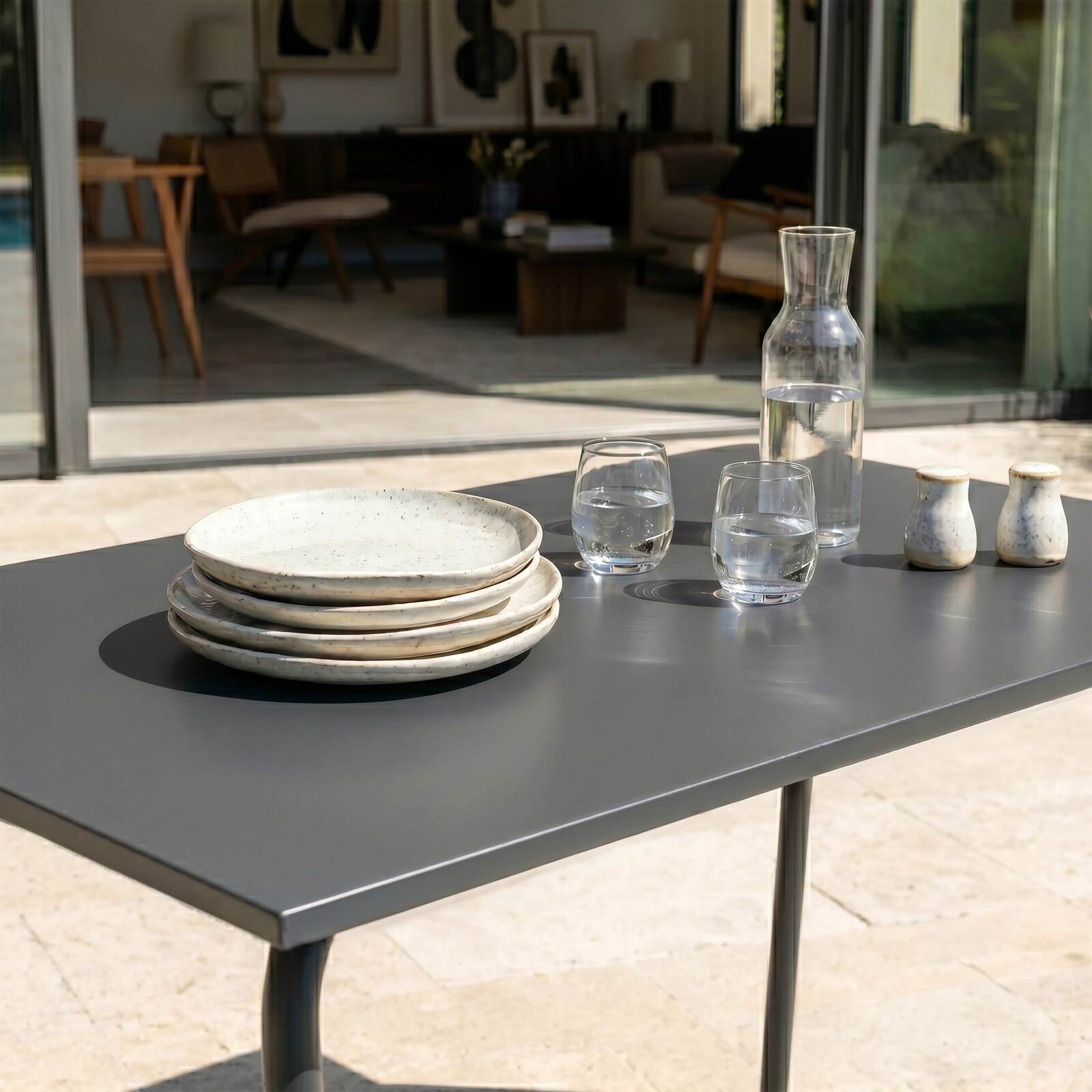 Mesa de jardín de metal termolacado 6 personas 120x70 cm