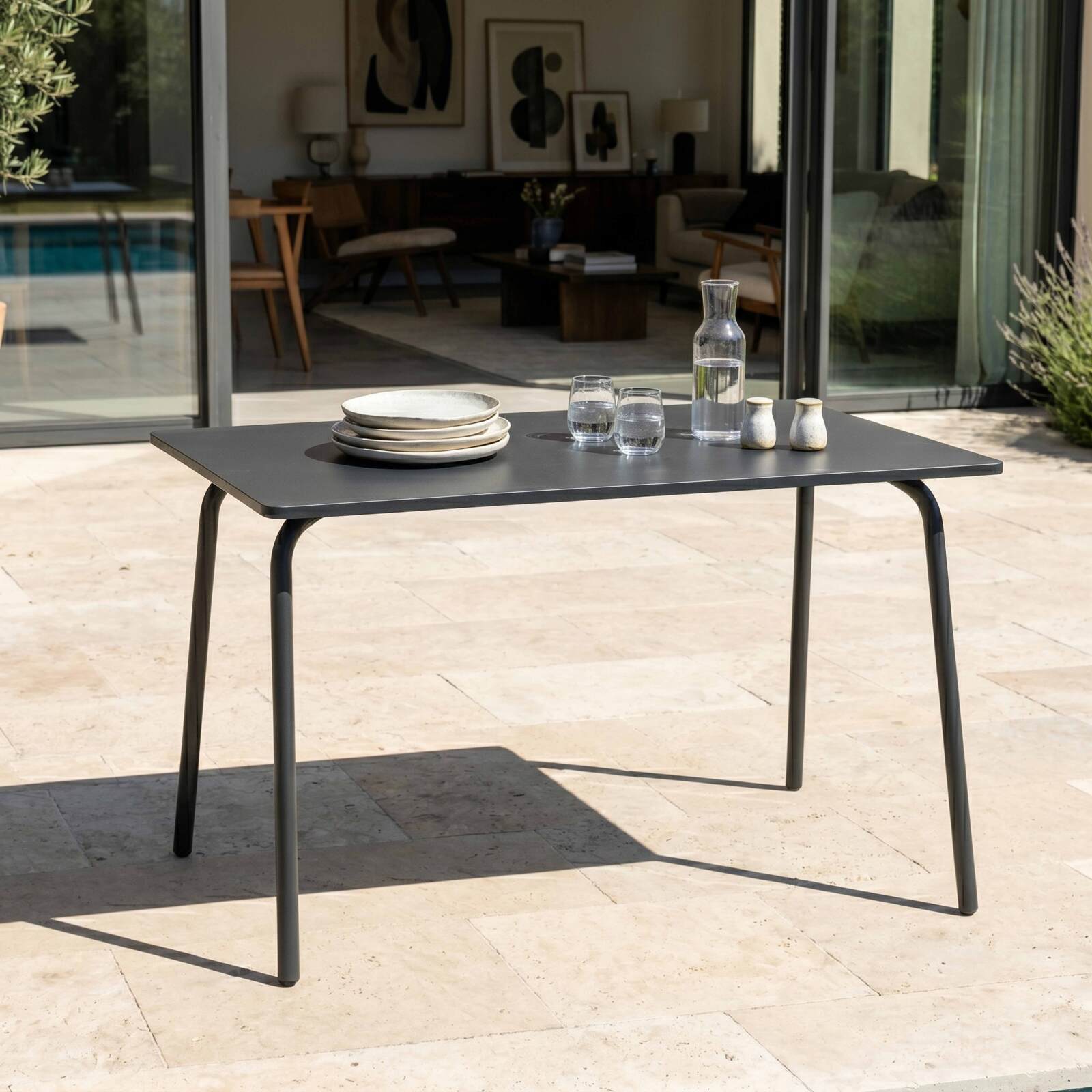 Mesa de jardín de metal termolacado 6 personas 120x70 cm