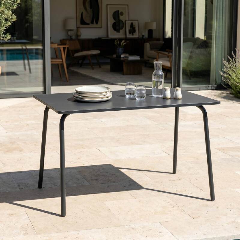 Mesa de jardín de metal termolacado 6 personas 120x70 cm
