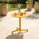 Mesa de jardín bistro redonda inclinable de metal con pie emprotado 70x70 cm y 2 sillas con reposabrazos